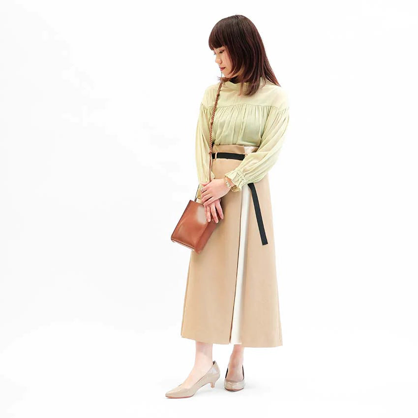 ウエストベルト配色スカート